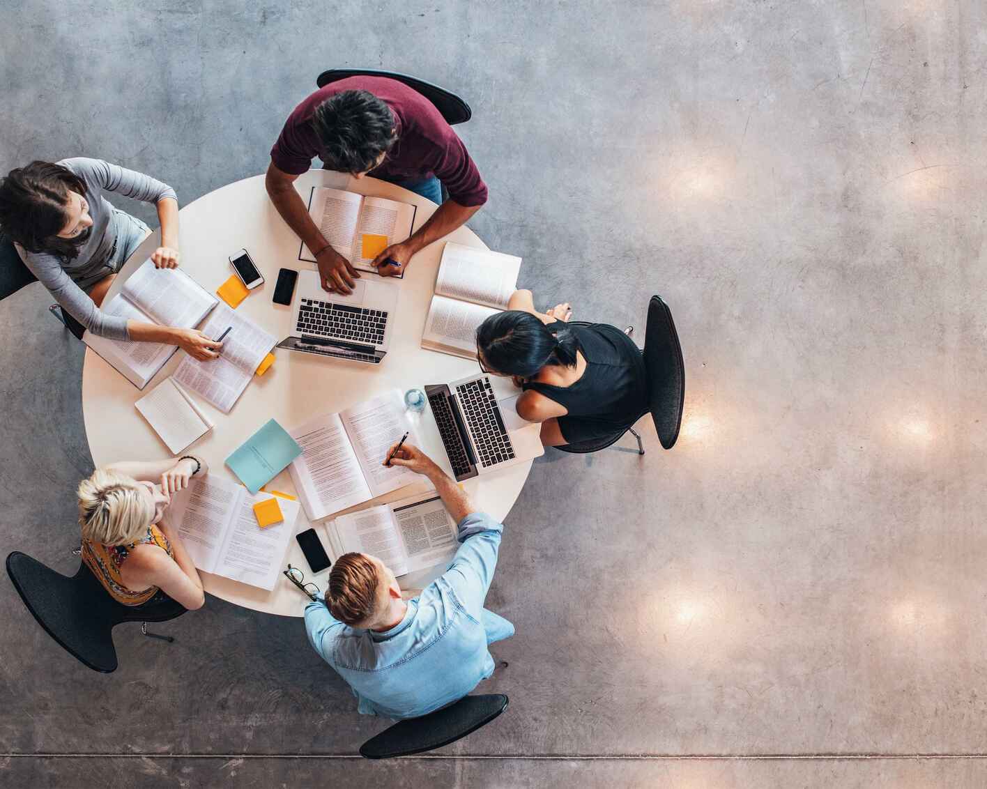 University students doing group study