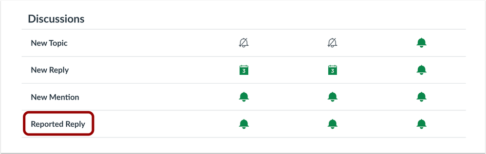 screenshot of notification setting